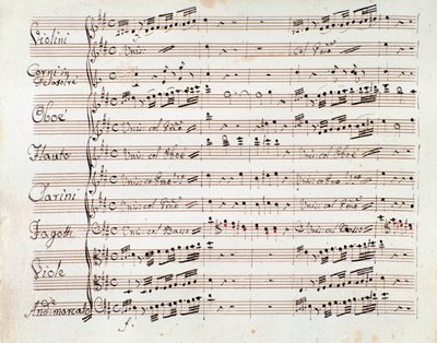 Notblad för den reducerade symfonin för Tancredis piano, opera av Gioacchino Rossini av Gioachino Rossini