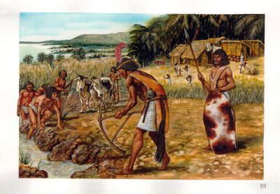 Egyptisk antikvitet: ceremoni vid tiden för Nilens flod, predynastiska Egypten, 3:e årtusendet f.Kr. av Giorgio Albertini