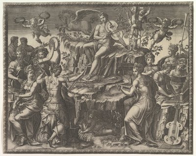 Apollon och muserna, ca. 1557. av Giorgio Ghisi