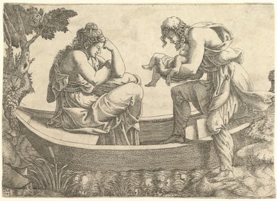 Danae och spädbarnet Perseus kastades ut i havet av Acrisius, 1543. av Giorgio Ghisi