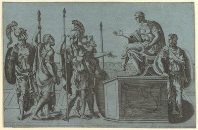 Romerska soldater före en kejsare, före 1540 . av Giorgio Ghisi