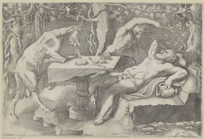 Silenus, een sater en een geit Slappende Silenus av Giorgio Ghisi