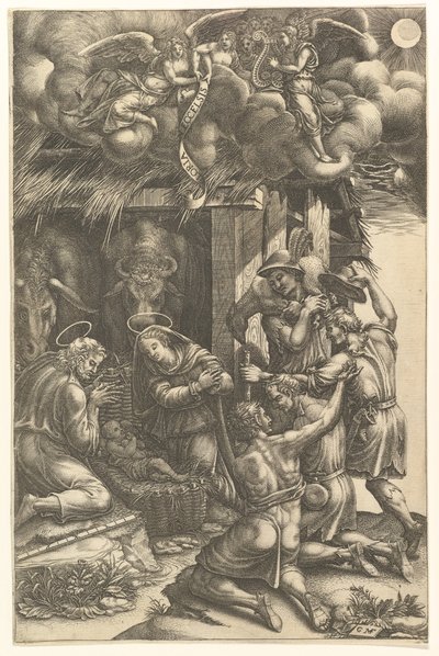 Herdarnas tillbedjan, sent 1570-tal. av Giorgio Ghisi