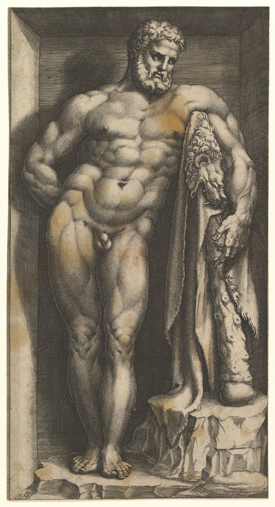 Farnese Hercules, sent 1570-tal. av Giorgio Ghisi