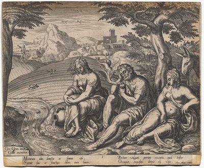 Liknelsen om såmannen och fröet: fröet som faller vid vägen (efter Gerard Van Groeningen, aktiv Antwerpen 1563-1573) av Giorgio Ghisi