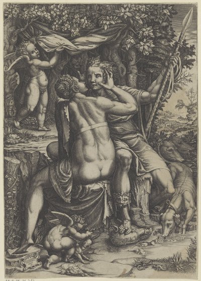 Venus och Adonis av Giorgio Ghisi