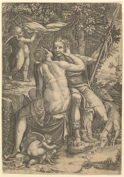 Venus och Adonis, ca. 1570. av Giorgio Ghisi