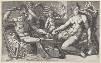 Venus en Vulcanus in de smidse van Vulcanus av Giorgio Ghisi