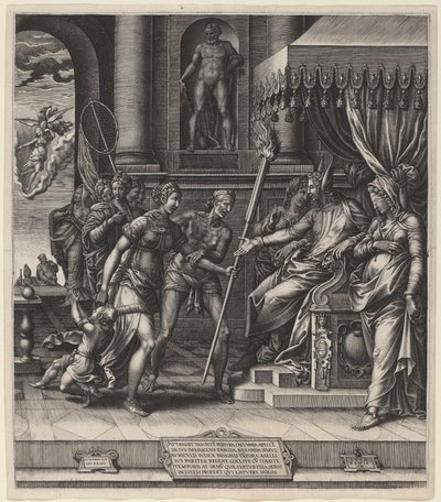 Apelles förtal av Giorgio Ghisi after Luca Penni