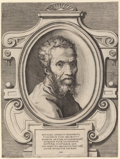 Michelangelo Buonarroti av Giorgio Ghisi, after Marcello Venusti
