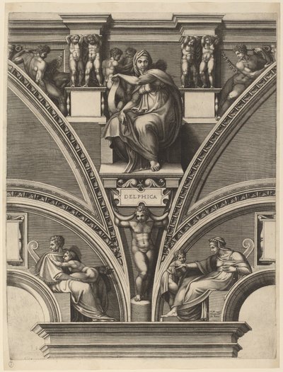 Den delfiska sibylla av Giorgio Ghisi after Michelangelo
