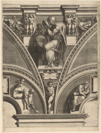Den persiska sibylla av Giorgio Ghisi after Michelangelo