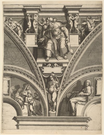Profeten Hesekiel av Giorgio Ghisi after Michelangelo