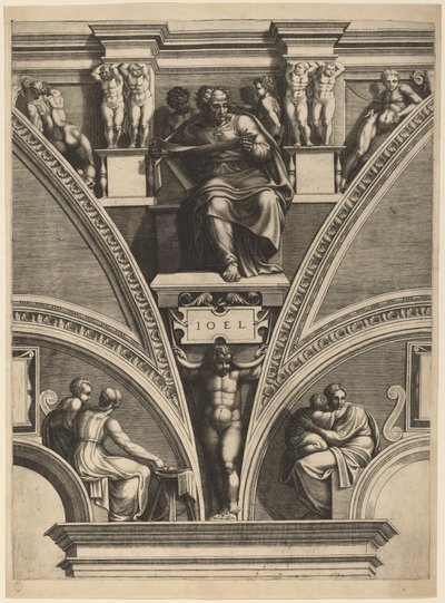 Profeten Joel av Giorgio Ghisi after Michelangelo