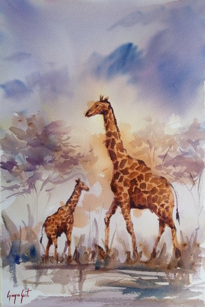 Den afrikanska girafffamiljen av Giorgio Gosti