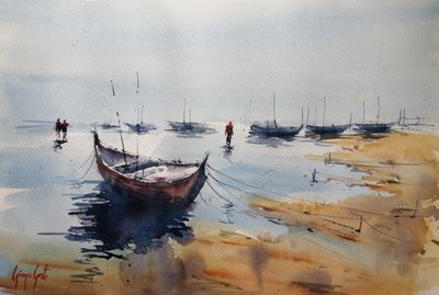 En lugn morgon i hamnen av Giorgio Gosti