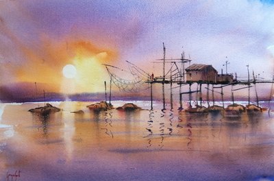 Golden Hour-fiskebryggan av Giorgio Gosti