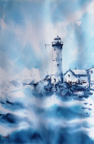 Fyren vid Stormy Ocean av Giorgio Gosti
