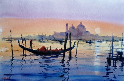 Gondol i Venedig vid solnedgången av Giorgio Gosti