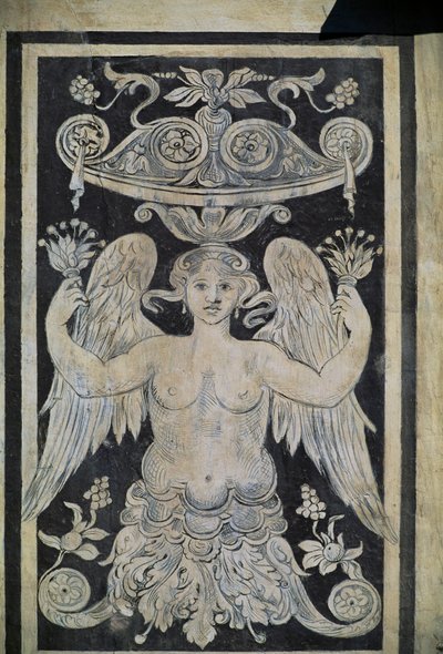 Allegorisk figur, av Giorgio Vasari, Tommaso Battista del Verrocchio och Alessandro Forzori, Palazzo dei Cavalieri eller Palazzo della Carovana, Piazza dei Cavalieri, Pisa, Toscana, Italien av Giorgio Vasari