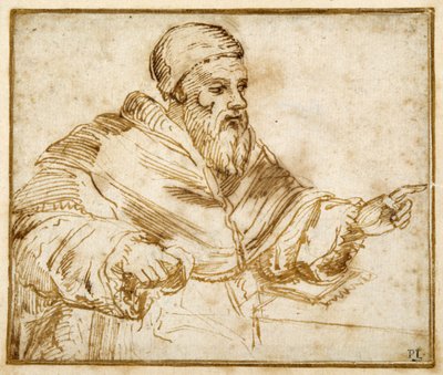 Clement VII sittande vid ett bord (penna och bläck på papper) av Giorgio Vasari