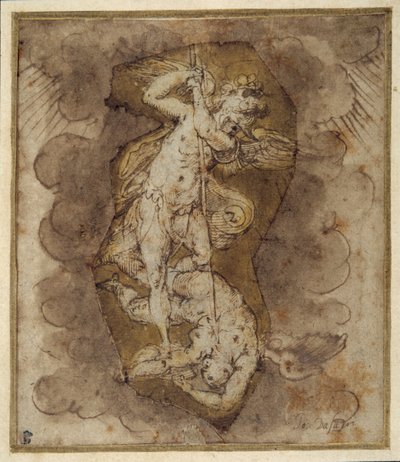 Teckning till änglarna i Sankt Mikaels valv, ca 1511-74 (penna, bläck och lav) av Giorgio Vasari