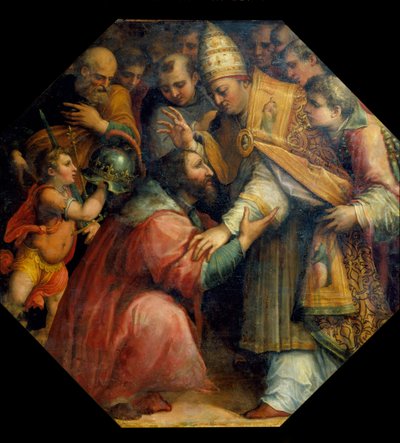 Möte mellan Francois I och Leon X i Bologna (Concordat of Bologna 1517), c.1558-62 (olja) av Giorgio Vasari