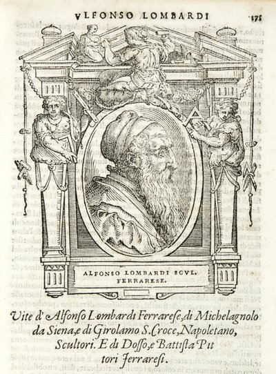 Milano, Biblioteca Braidense, Vite de piv excellent, Giorgio Vasari 1568, Alfonso Lombardi av Giorgio Vasari