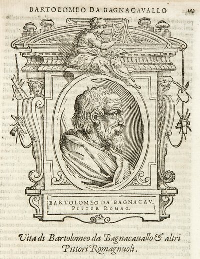 Milano, Biblioteca Braidense, Vite de piv excellent, Giorgio Vasari 1568, Bartolomeo Ramenghi kallad Bagnacavallo av Giorgio Vasari