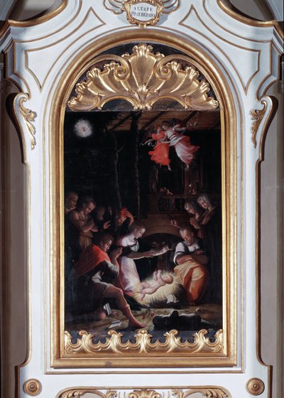 Nativity (olja på duk av Giorgio Vasari