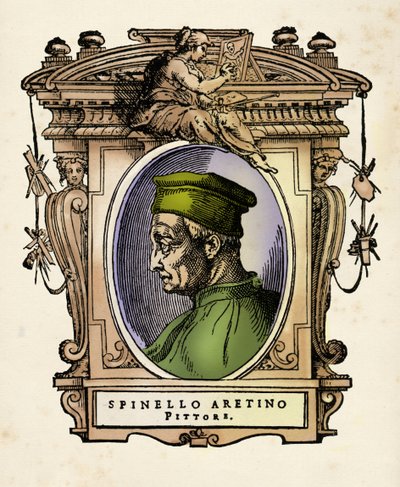 Porträtt av Spinello Aretino (ne Spinello di Luca Spinelli) (1350-1410) Gravyr från "" Lives "" av Giorgio Vasari (1511-1574) 1568 av Giorgio Vasari