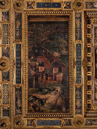 Sjöstrid mellan florentinare och pisaner av Giorgio Vasari