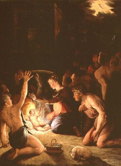 Herdarnas tillbedjan (panel) av Giorgio Vasari