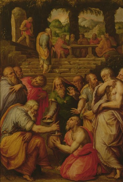 Profeten Elisas mirakel (olja på panel) av Giorgio Vasari