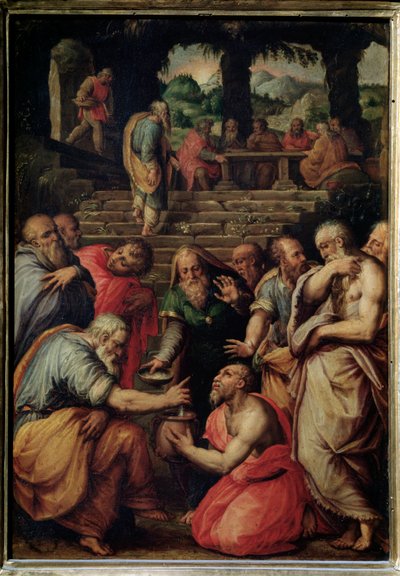 Profeten Elisha - olja på panel, ca 1566 av Giorgio Vasari