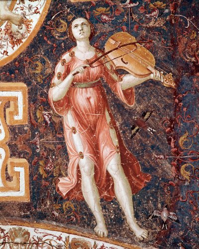 Ung kvinna spelar fiol (fresco av Giorgio Vasari