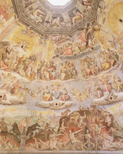 The Last Judgement, detalj från kupolen på Duomo av Giorgio and Zuccari Federico  Vasari