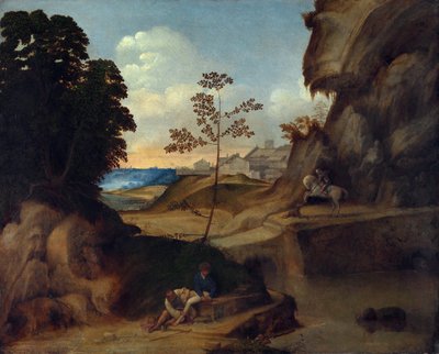Landskap med solnedgång av Giorgione da Castelfranco