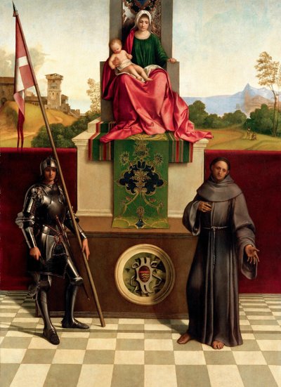 Madonna och barn mellan de heliga Franciskus och Nicasius Castelfranco Madonna, ca 1503-1504. av Giorgione da Castelfranco