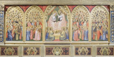 Italien, Florens, Basilica of Holy Cross, Bandini Baroncelli Chapel, Coronation of Virgin av Giotto (c.1266 1337)