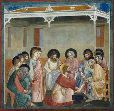 Fottvätt, detalj från Life and Passion of Christ, av Giotto av Giotto (c.1266 1337)