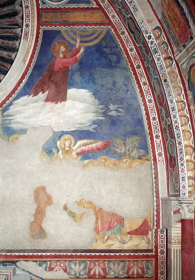 Nya testamentets historia: Kristi himmelsfärd - Fresco av Giotto (c.1266 1337)