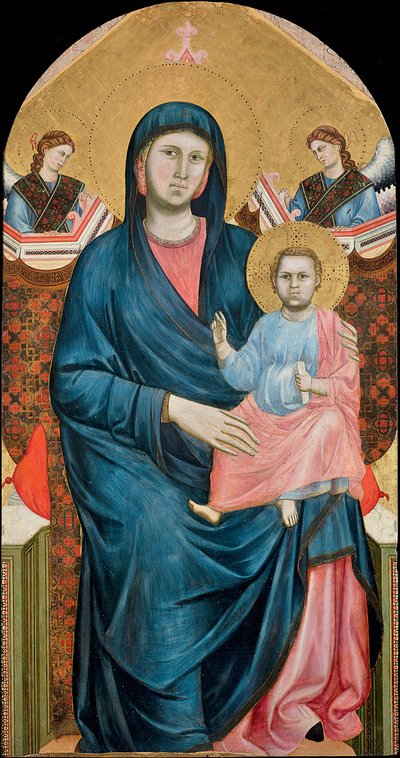Madonna och barn tronade med två änglar av Giotto di Bondone (1266-1377). Tempera på panel, ca. 1288, Santo Stefanos stiftsmuseum i Florens av Giotto (c.1266 1337)
