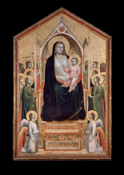 Jungfru i majestät, omgiven av helgon (tempera på trä, ca 1310) av Giotto (c.1266 1337)