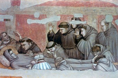 Franciskus död och inspektion av Stigmata, c1320 av Giotto di Bondone