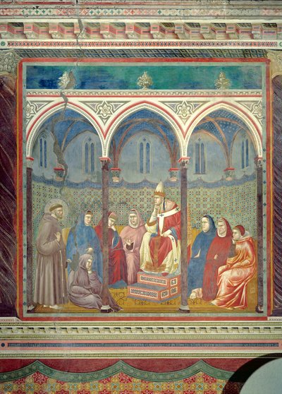 St Francis predikar en predikan för påven Honorius III, 1297-99 av Giotto di Bondone