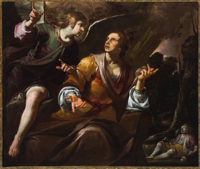 Hagar och ängeln, ca 1640 (olja på duk) av Giovacchino Assereto