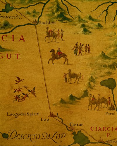 Lop-öknen och hem för andar och spöken som korsades av Marco Polo av Giovan Battista Ramusio