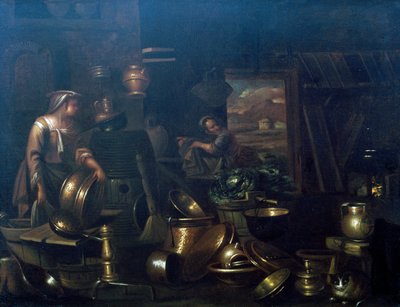 Invändigt kök, av Gian Domenico Valentino (1630-1708) av Giovan Domenico Valentino