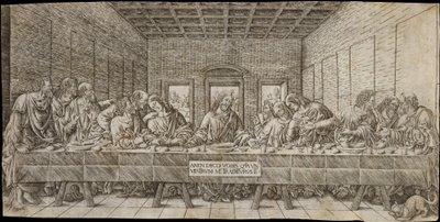 Nattvarden, med en spaniel, ca. 1500. av Giovan Pietro Birago